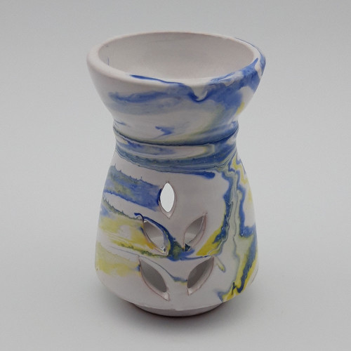 Brûle parfum Marbré bleu, jaune et blanc - Petit Modèle