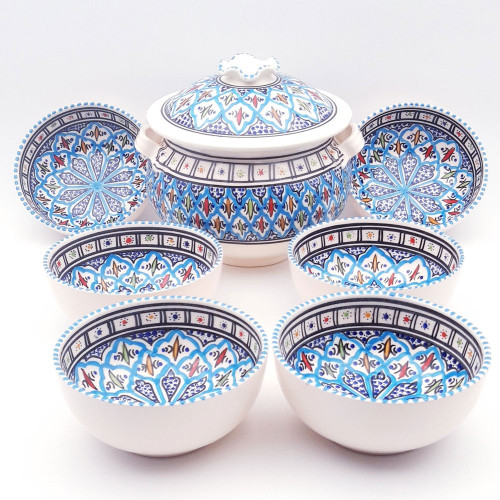 Service à soupe avec bols Bakir turquoise - 6 pers