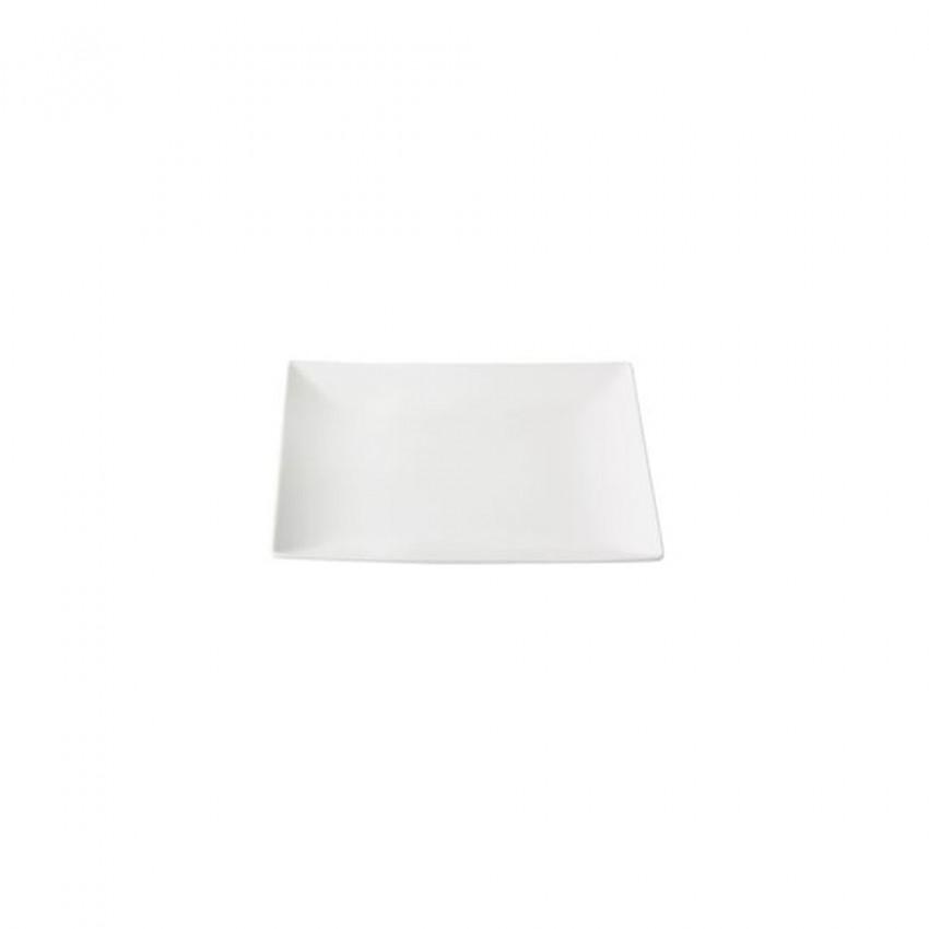 Assiette à entrée ou à dessert en grès blanc - L 18 cm - Quadro