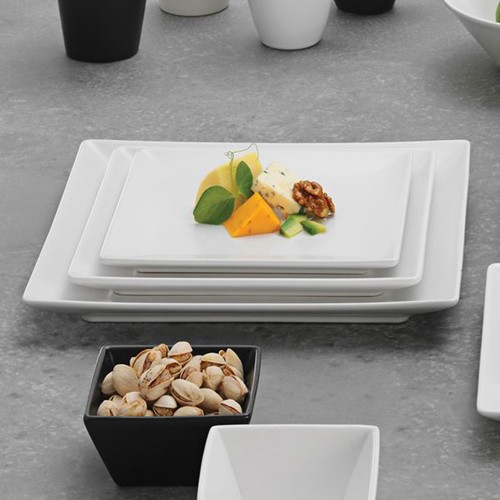 Assiette à entrée ou à dessert en grès blanc - L 18 cm - Quadro