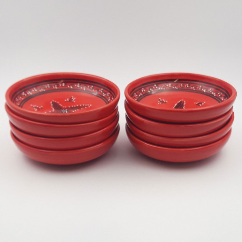 Service à couscous assiettes jattes avec plat jatte Tatoué rouge - 8 pers