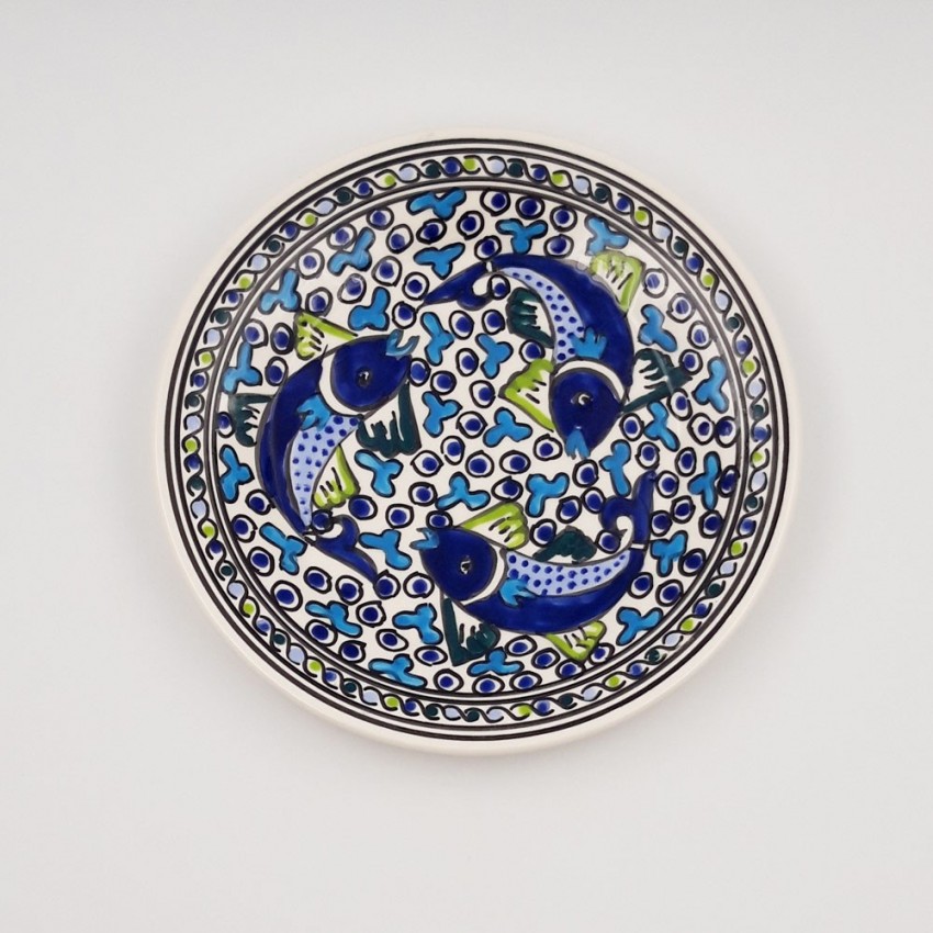 Lot de 6 assiettes plates Poissons Bleus - D 24 cm