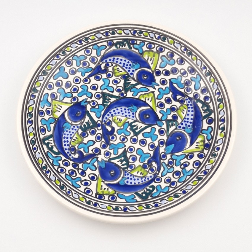 Assiette plate Poissons Bleus - D 28 cm