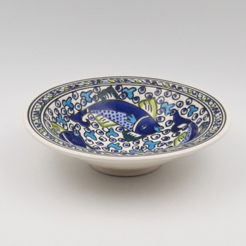 Assiette à couscous Tebsi Poissons Bleus- D 23 cm