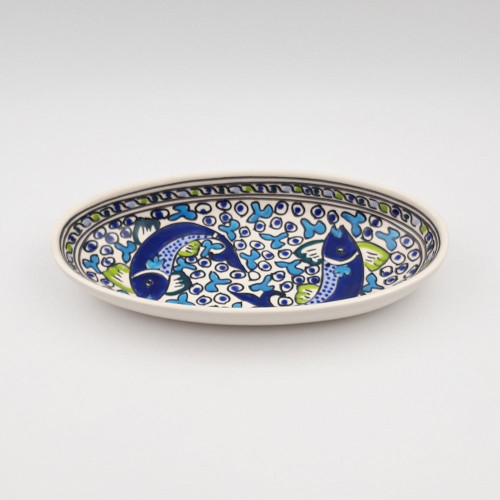 Plat ovale Poissons Bleus - L 30 cm