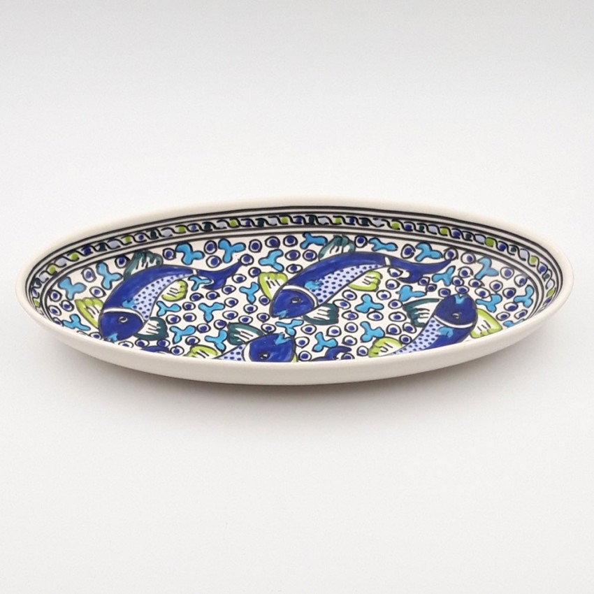 Plat ovale Poissons Bleus - L 40 cm