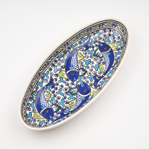 Plat ovale Poissons Bleus - L 40 cm