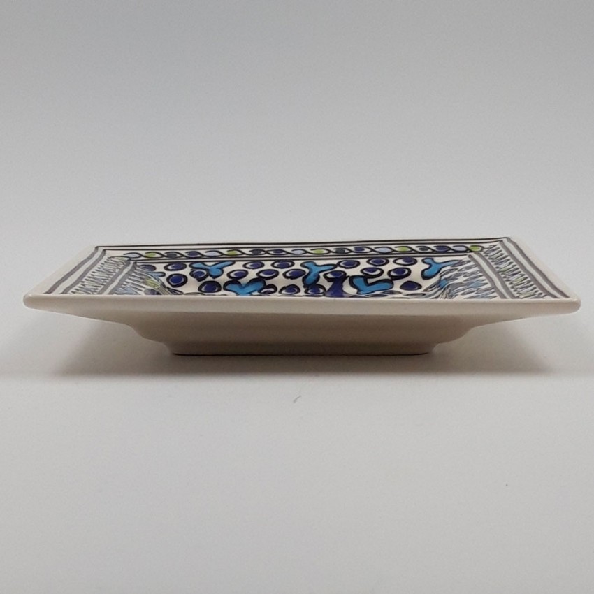 Assiette carrée Poissons Bleus - L 19 cm