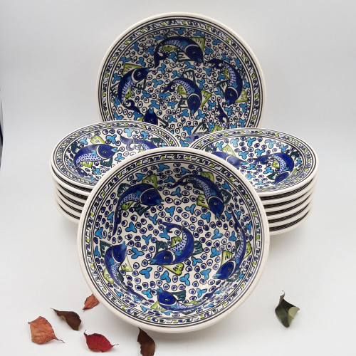 Service à couscous assiettes Tebsi Poissons Bleus - 12 pers 2