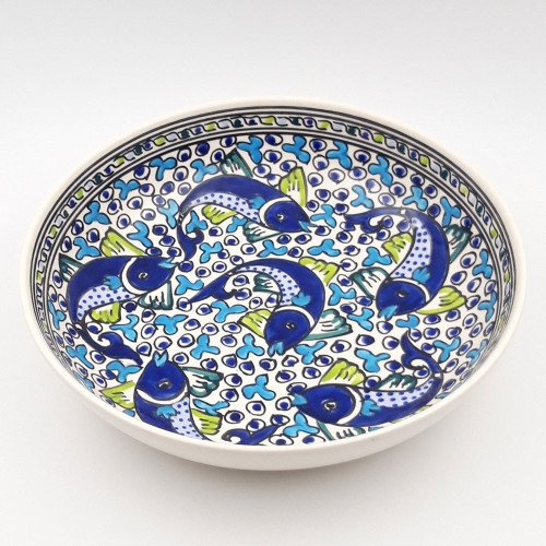 Service à couscous assiettes jattes  Poissons Bleus - 12 pers