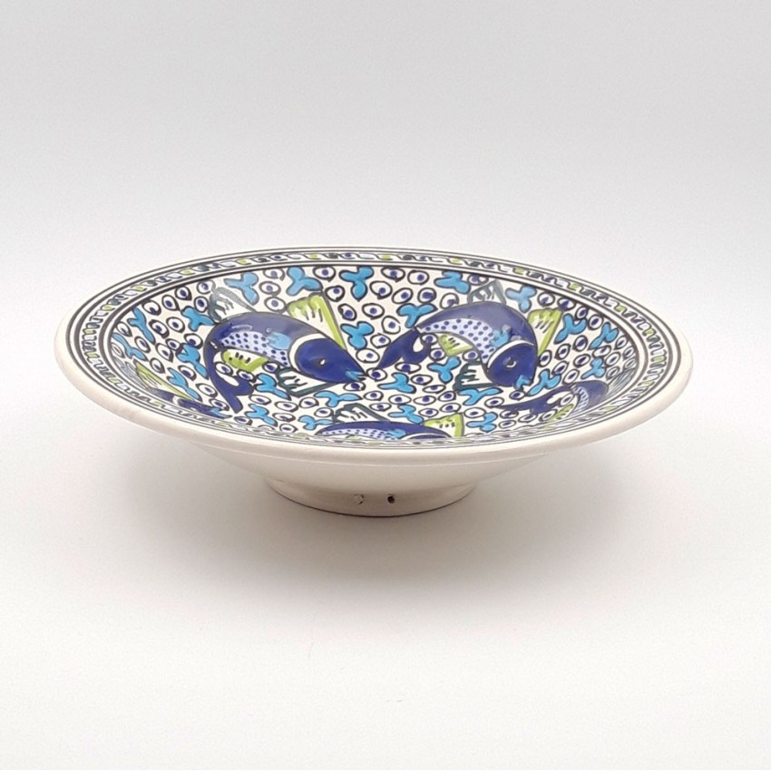 Service à couscous assiettes creuses Poissons Bleus- 12 pers