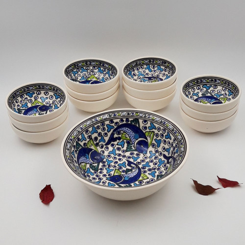 Service à salade de fruits Poissons Bleus - 12 pers