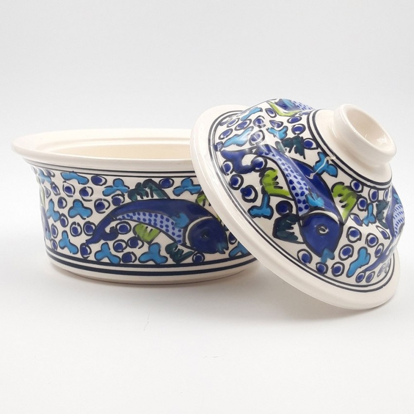 Service à couscous assiettes jattes  Poissons Bleus - 8 pers