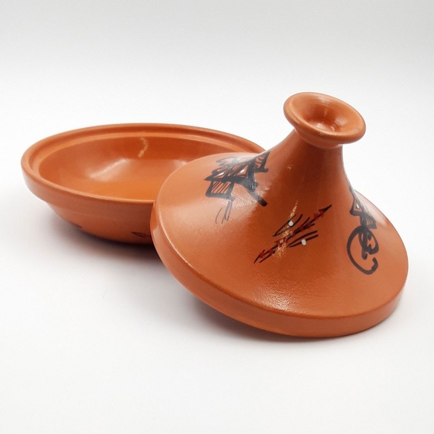 Tajine individuel évasé vernis décoré - D 22 cm