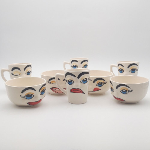 Lot de 4 bols et 4 mugs Humour 50 cL