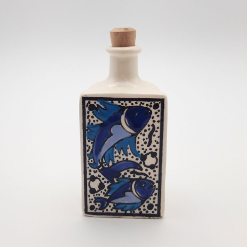 Bouteille d'huile ou de  vinaigre Poissons Bleus - Petit Modèle