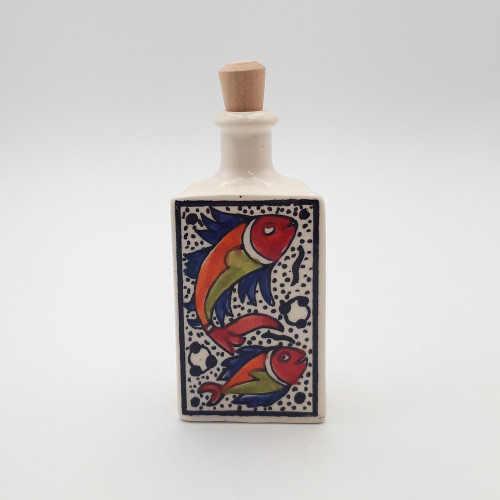 Bouteille d'huile ou de  vinaigre Poissons Colorés - Petit Modèle