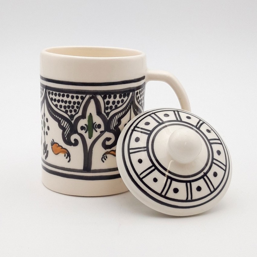 Tasse avec couvercle en céramique 25 cL Marocain Noir