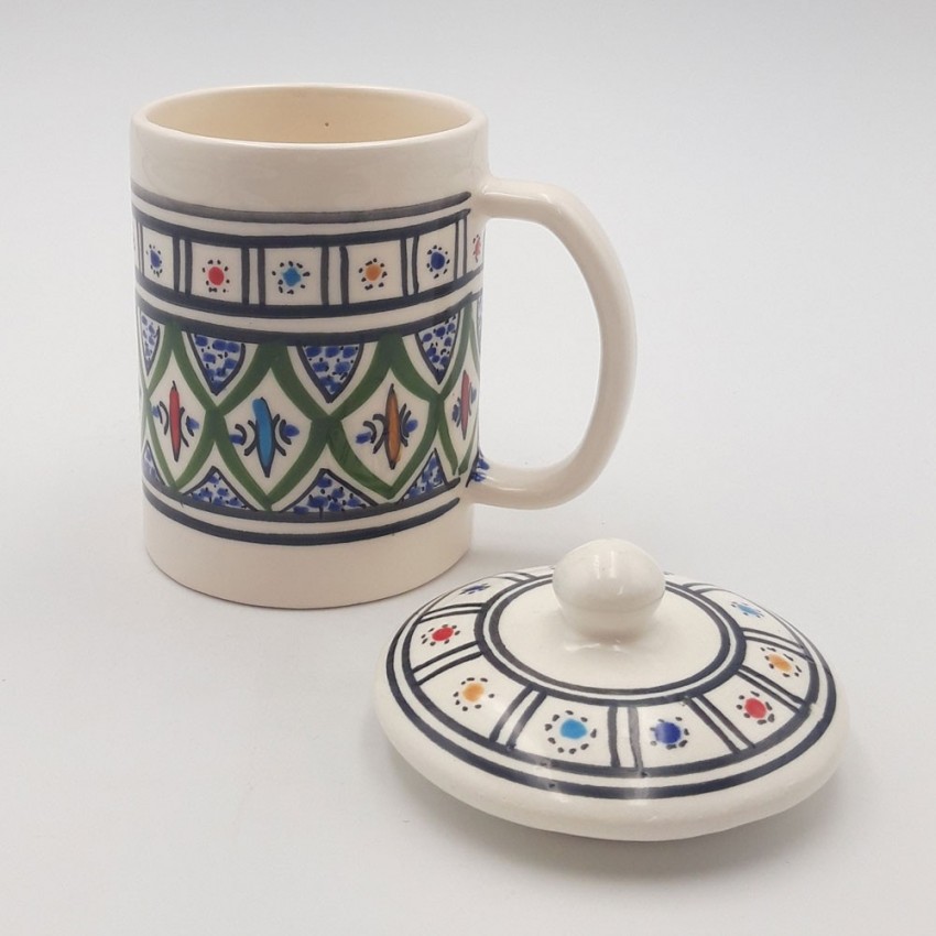 Tasse avec couvercle en céramique 25 cL Bakir Vert