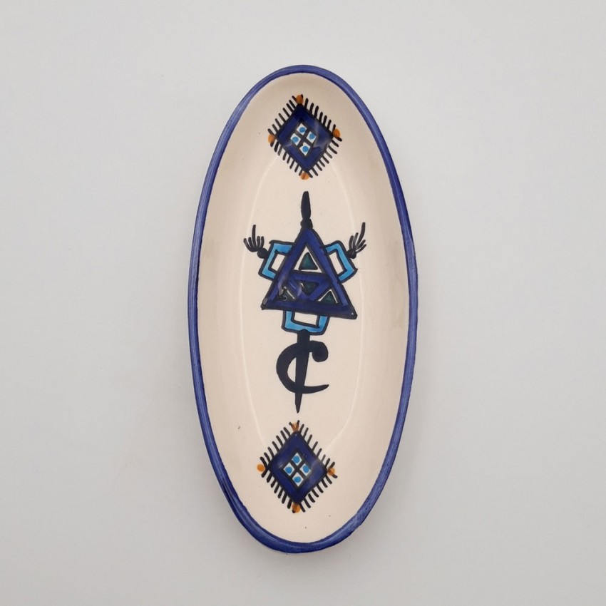 Plat ovale Sahel bleu - L 20 cm