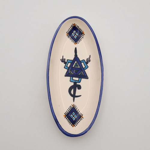 Plat ovale Sahel bleu - L 20 cm
