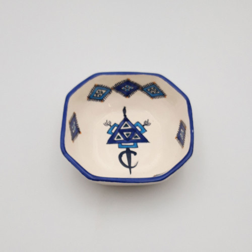 Plat octogonal Sahel bleu - L 16 cm