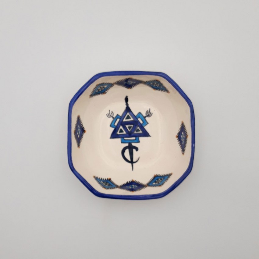 Plat octogonal Sahel bleu - L 16 cm