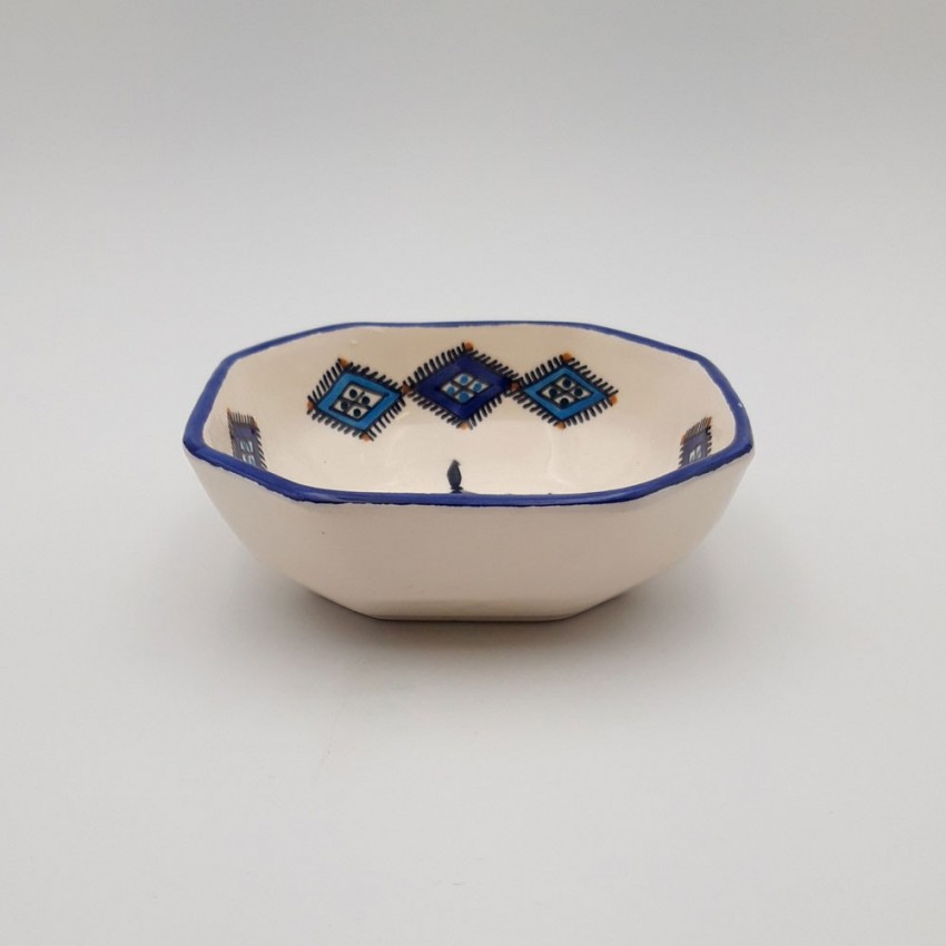 Plat octogonal Sahel bleu - L 16 cm