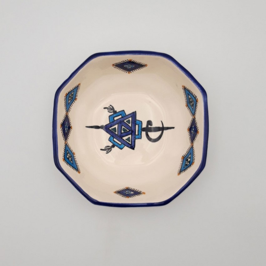 Plat octogonal Sahel bleu - L 20 cm