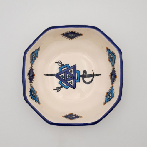 Plat octogonal Sahel bleu - L 20 cm 2
