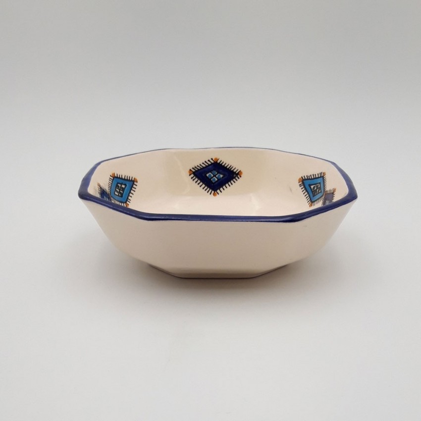 Plat octogonal Sahel bleu - L 20 cm
