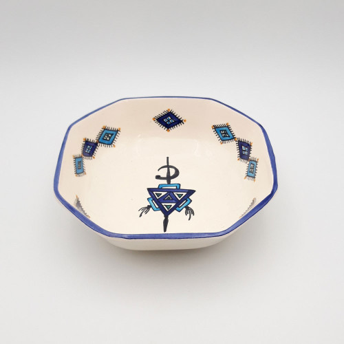 Plat octogonal Sahel bleu - L 25 cm