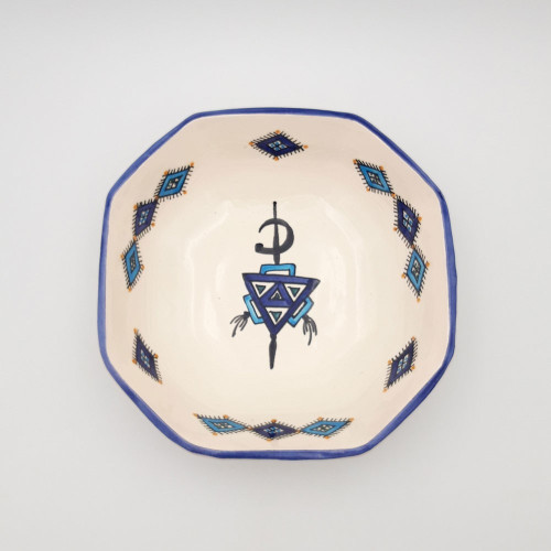 Plat octogonal Sahel bleu - L 25 cm 2