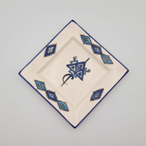Assiette carrée Sahel bleu - L 24 cm