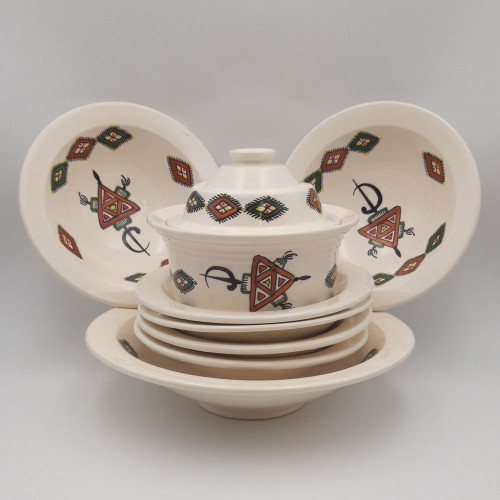 Service à couscous assiettes Tebsi Sahel beige - 6 pers