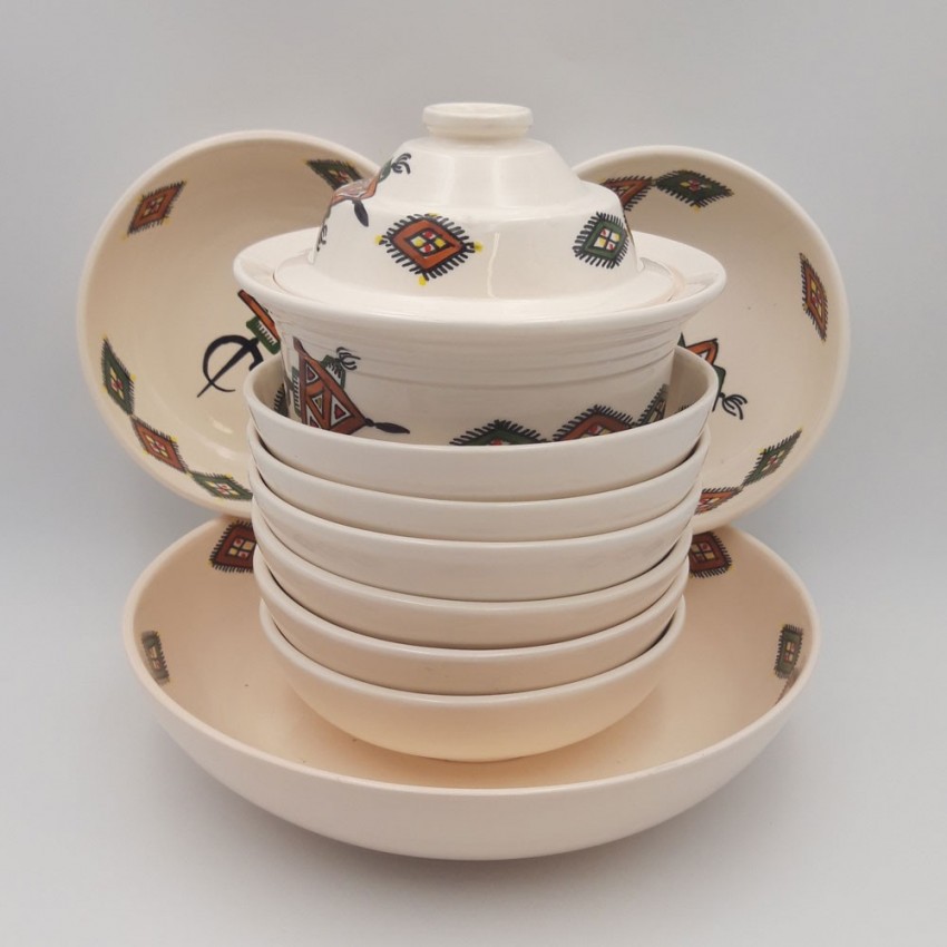 Service à couscous assiettes jattes Sahel beige - 8 pers