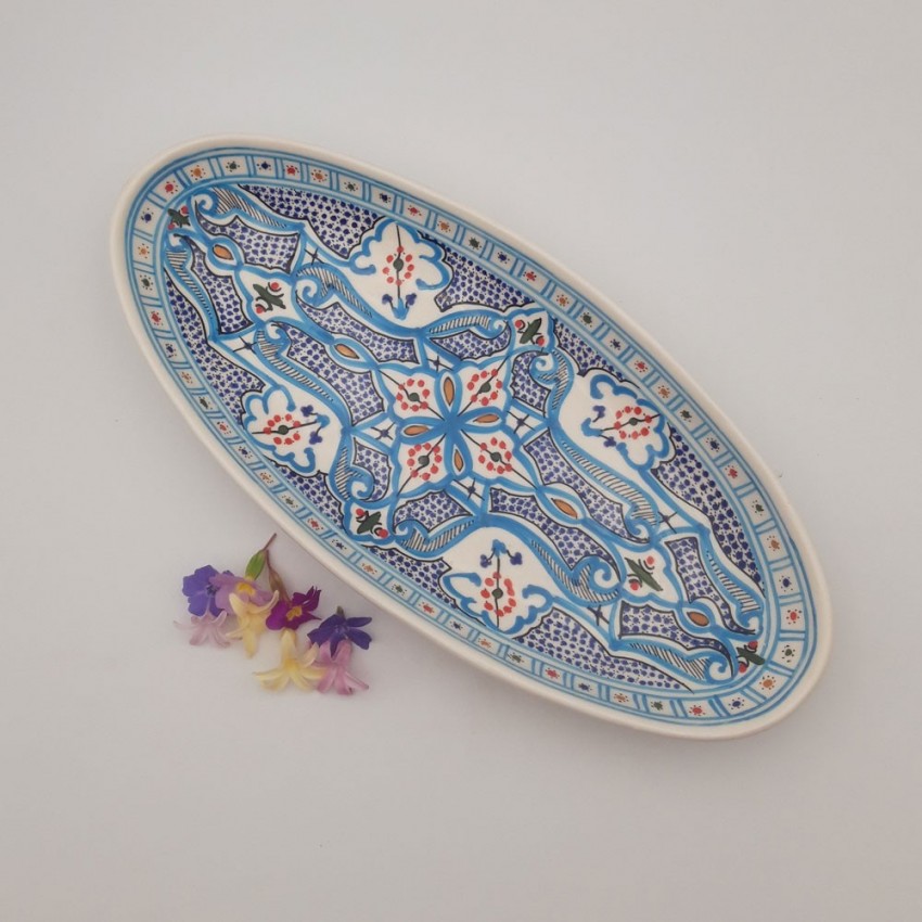 Plat ovale Marocain turquoise - L 40 cm