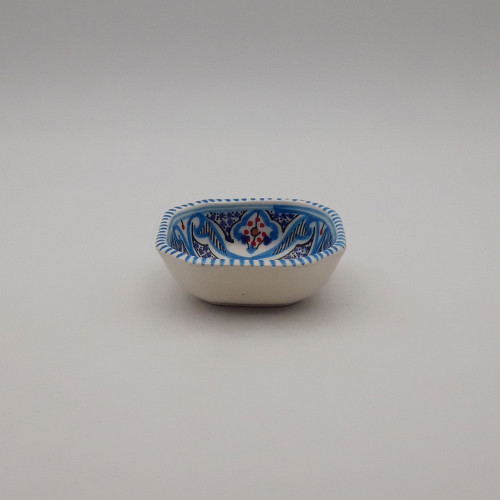 Plat octogonal Marocain turquoise Liseré - L 11 cm