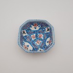 Plat octogonal Marocain turquoise Liseré - L 16 cm