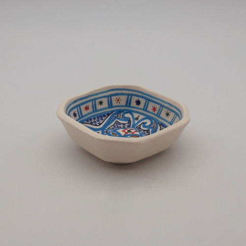 Plat octogonal Marocain turquoise - L 11 cm