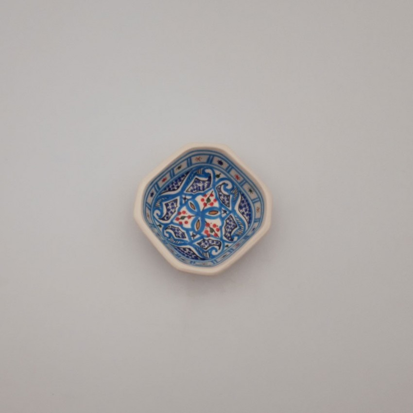 Plat octogonal Marocain turquoise - L 11 cm