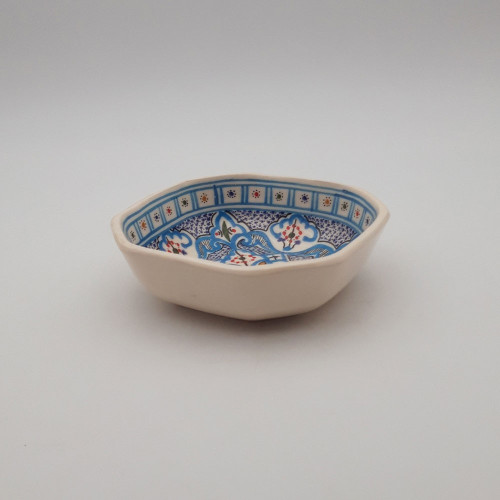Plat octogonal Marocain turquoise - L 16 cm