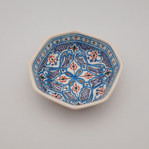 Plat octogonal Marocain turquoise - L 20 cm