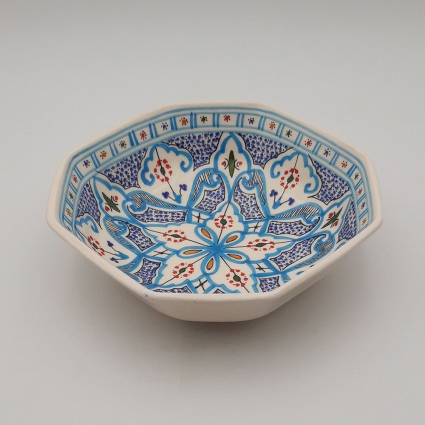 Plat octogonal Marocain turquoise - L 25 cm
