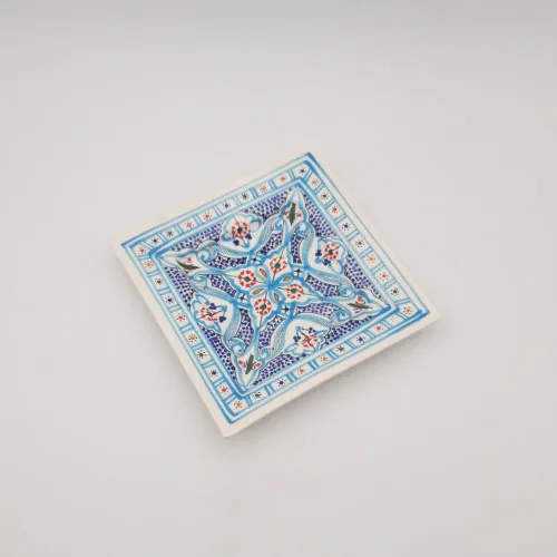 Assiette carrée Marocain turquoise - L 19 cm