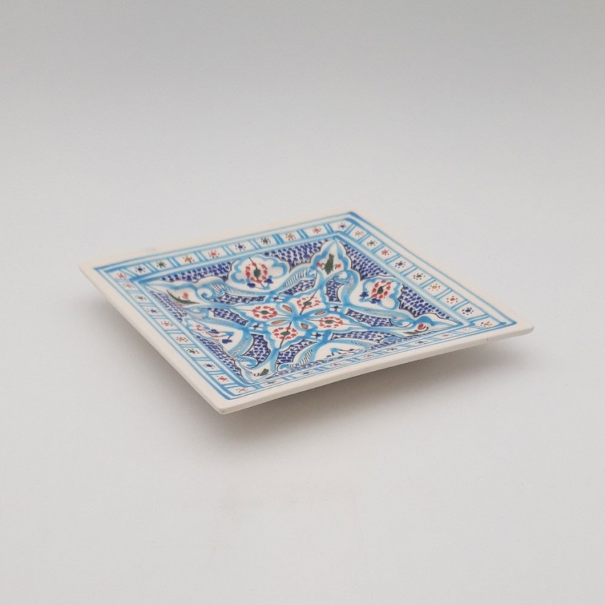 Assiette carrée Marocain turquoise - L 19 cm