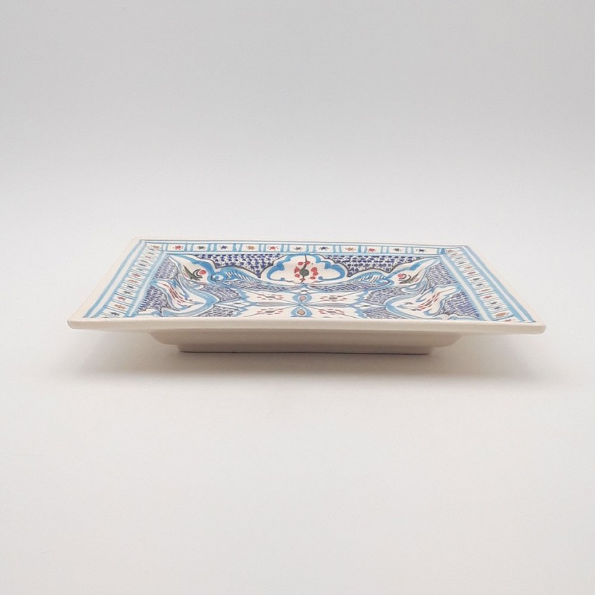 Assiette carrée Marocain turquoise - L 24 cm