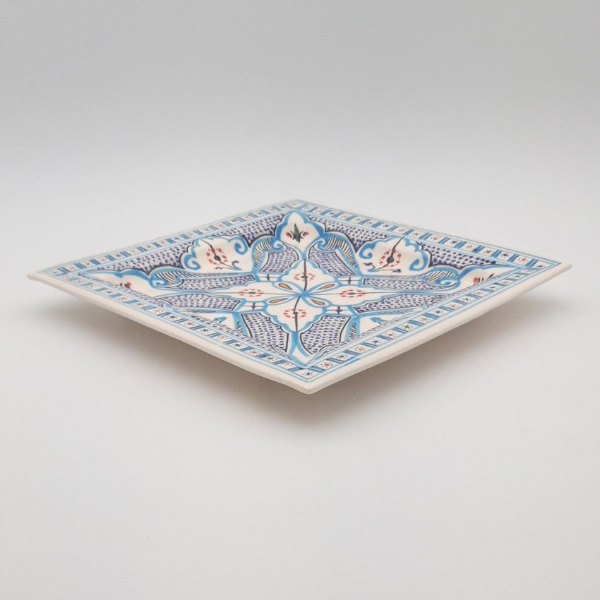 Plat carré Marocain turquoise - L 30 cm