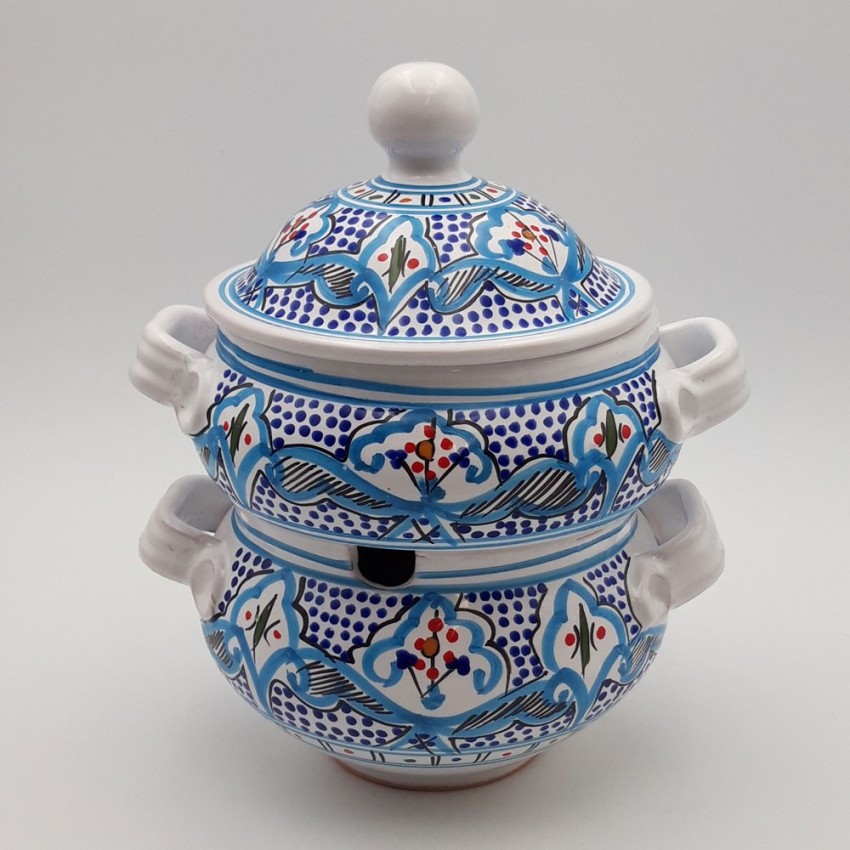 Couscoussier Marocain turquoise - Grand modèle