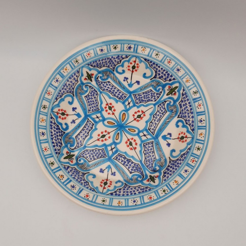 Assiette creuse Marocain turquoise - D 24 cm